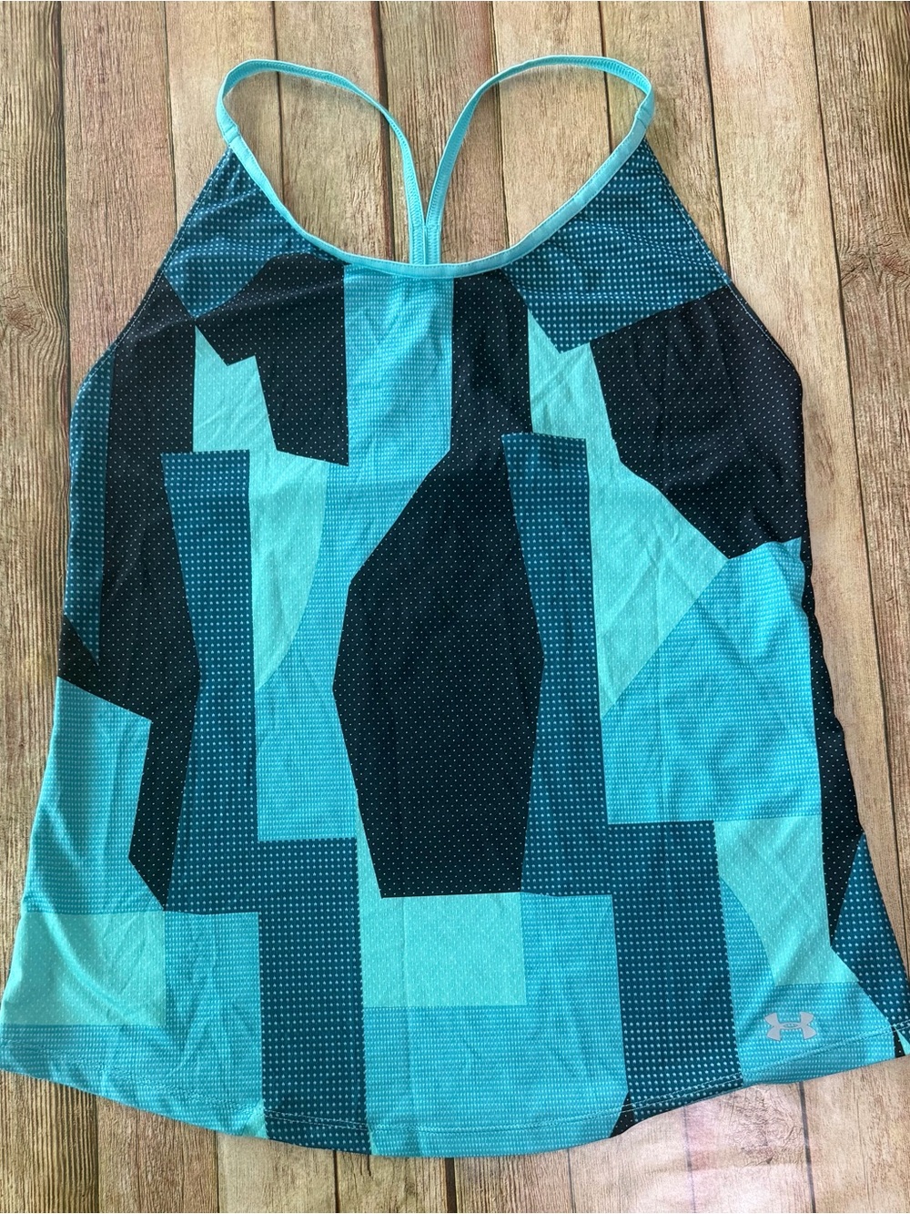 Under Armour Teal & Black Geometric Racerback Tank